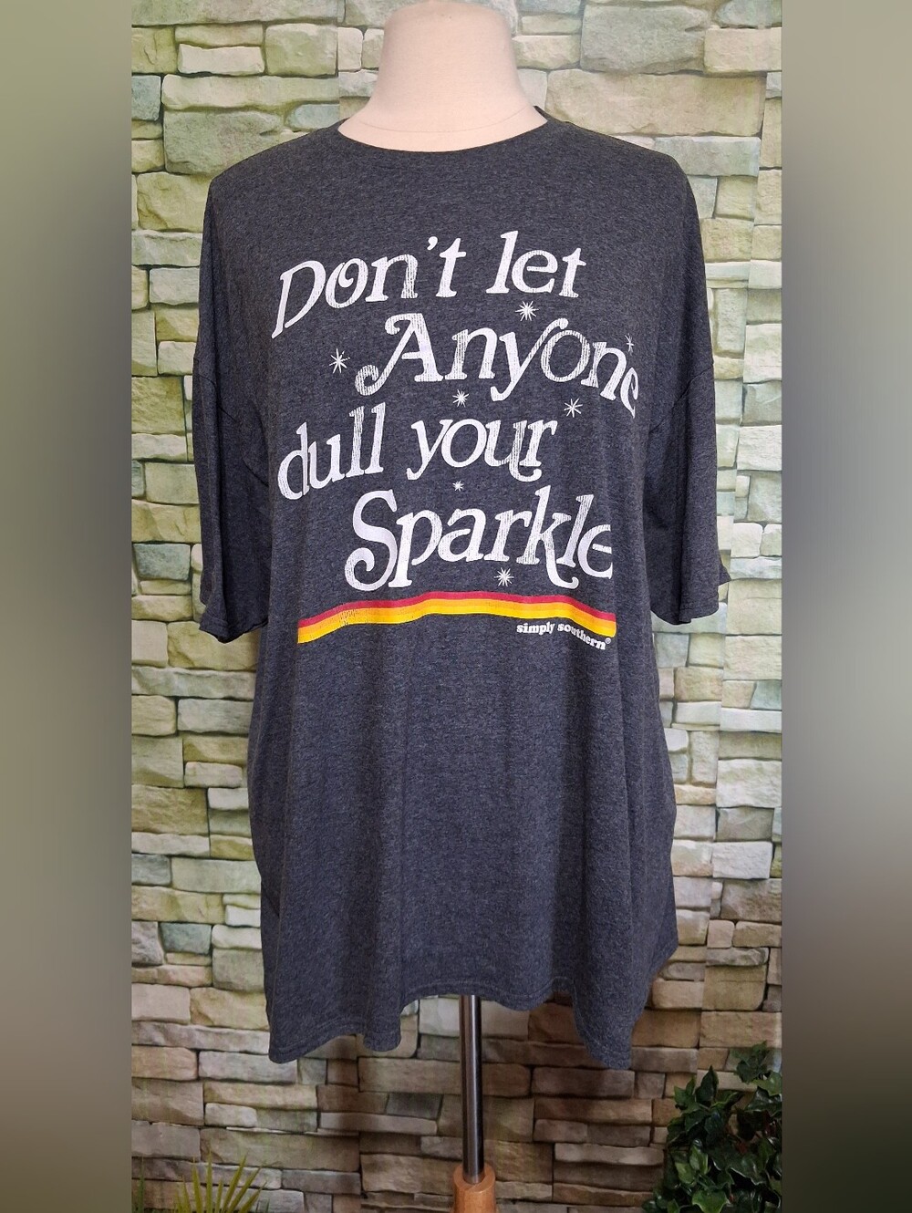 XXL Simply Southern Sparkle Charcoal Gray Tee